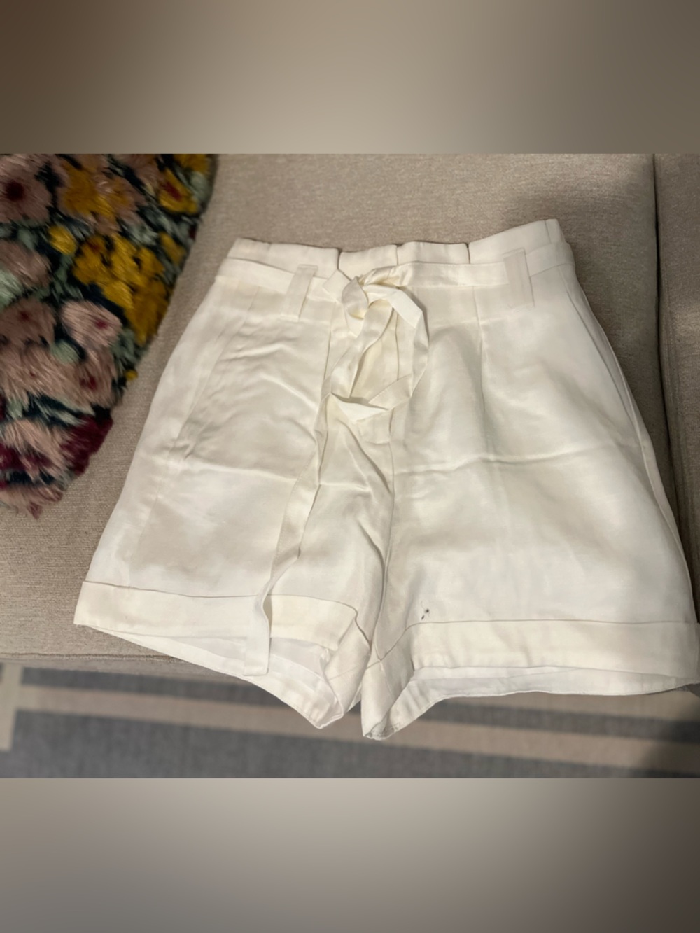 Express Women's White High-Waist Tie-Front Shorts